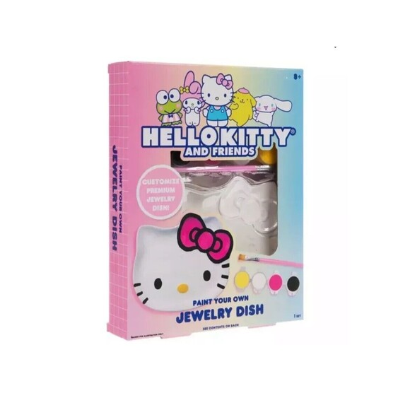 ☆☆ NEW HELLO KITTY SANRIO Paint Your Own Ceramic Jewelry Trinket Dish Kit ☆☆ - Picture 1 of 2